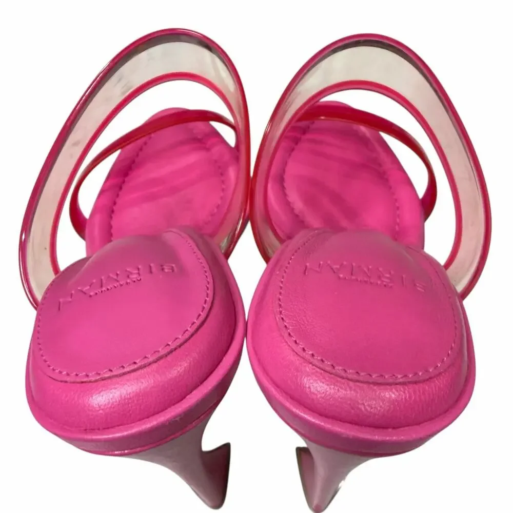 Alexandre Birman Joanna Sandal‎ Womens 5 Pink Leather PVC Mules Barbiecore Chic